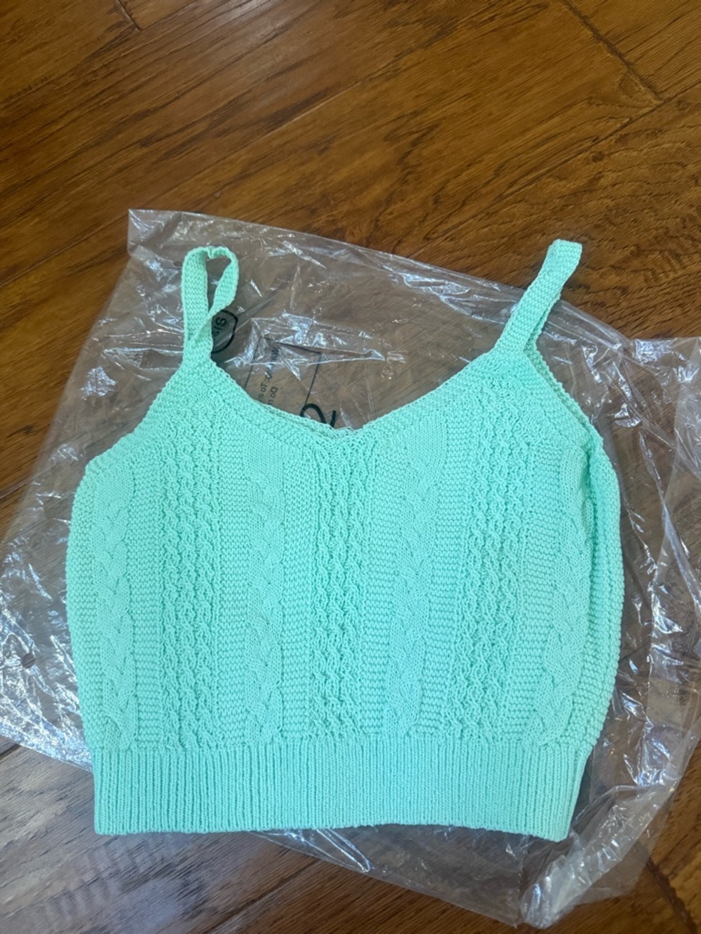 Knit Cable Tank Top - Mint Green